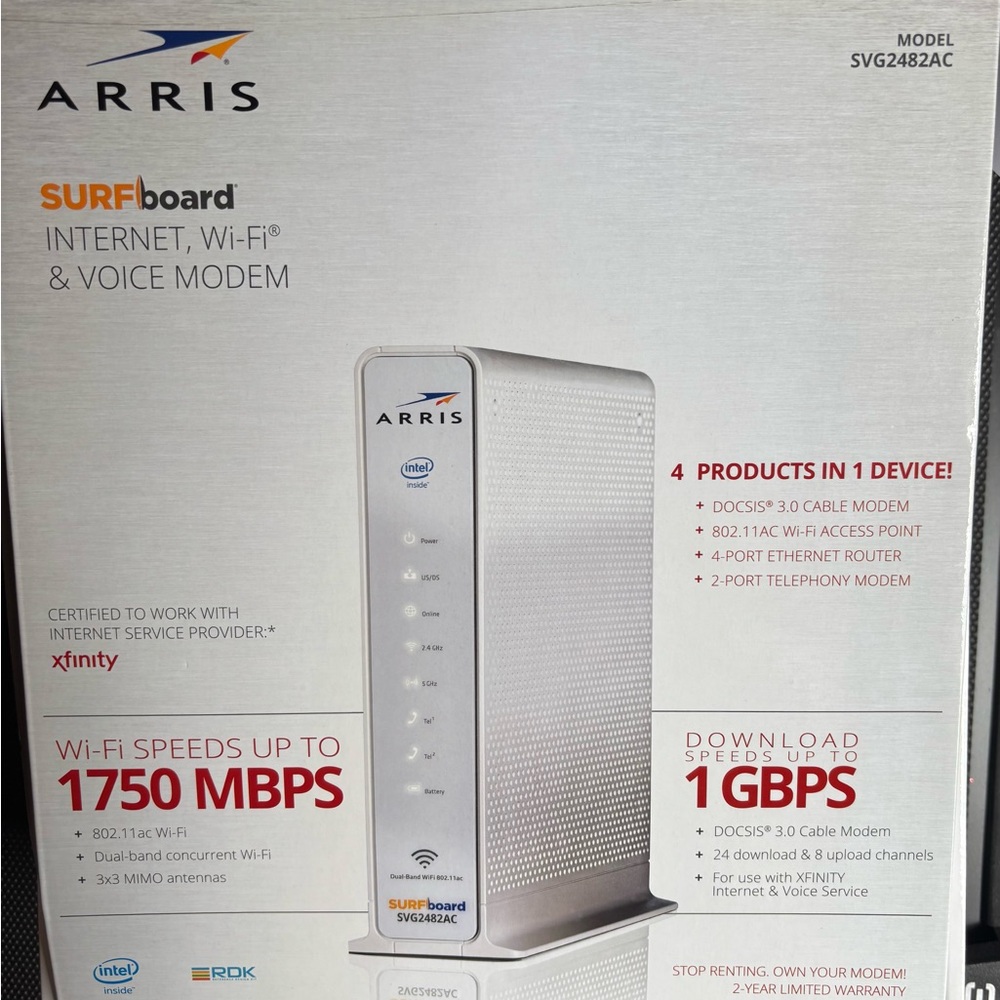 ARRIS SVG2482AC 1750 Mbps 4 Port Voice Modem